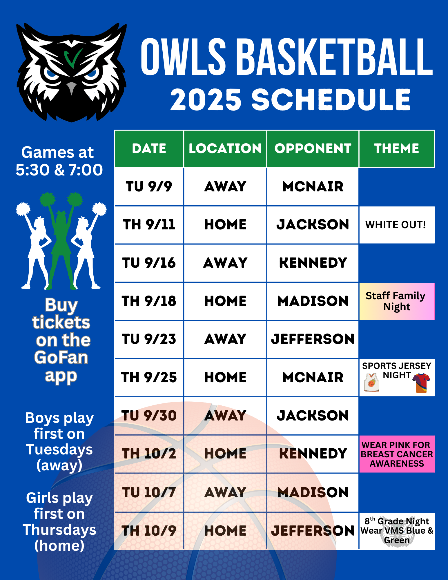 basketball schedule