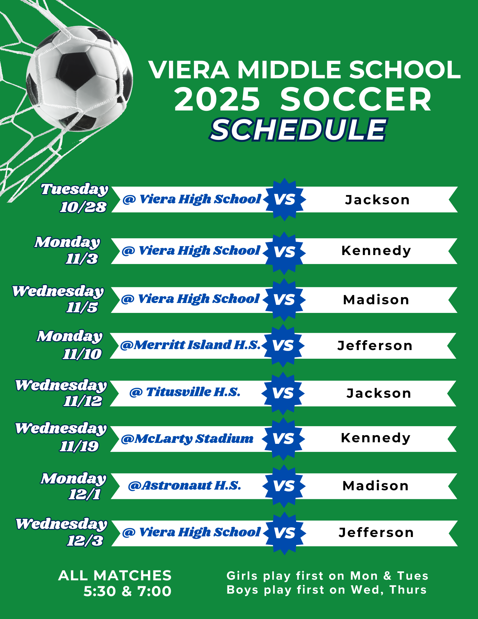 soccer schedule