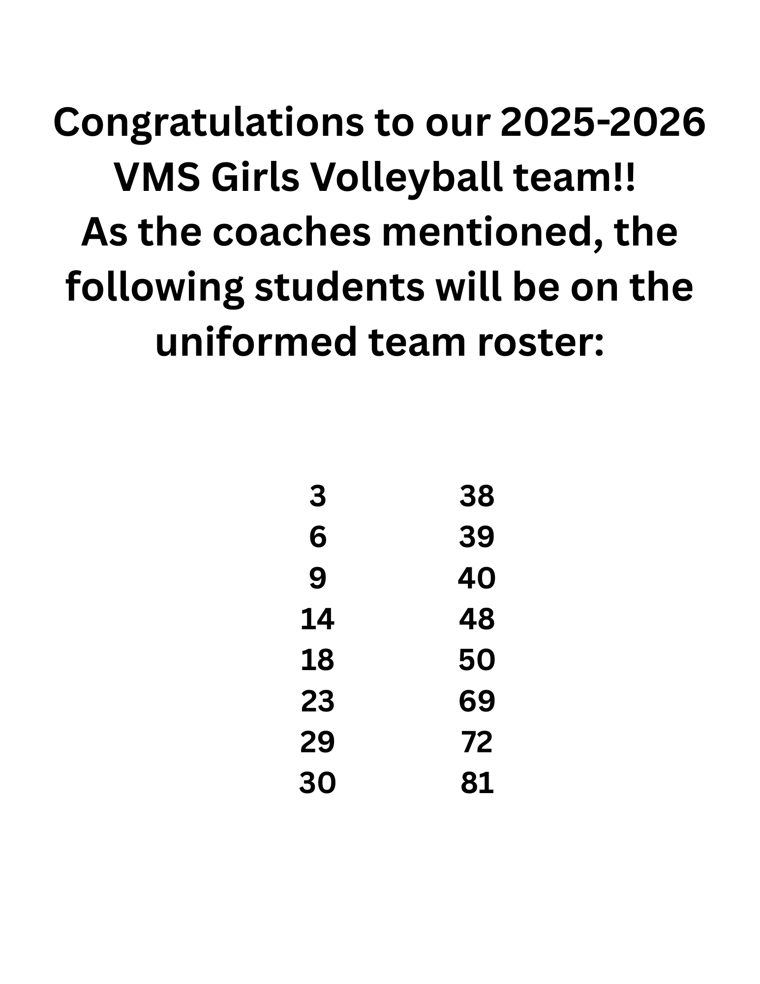 girls volleyball final cut list