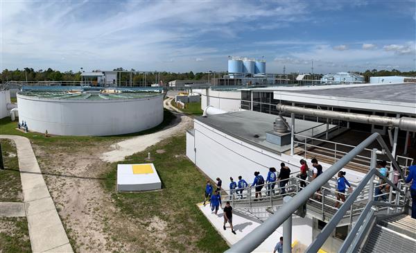 students visiting an water industry 