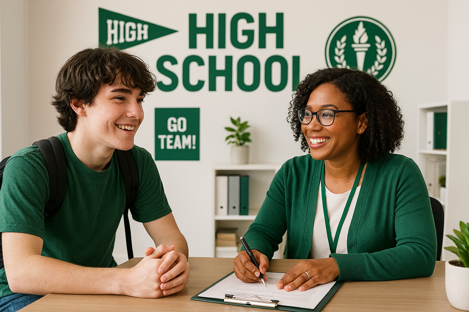 school counselor with student