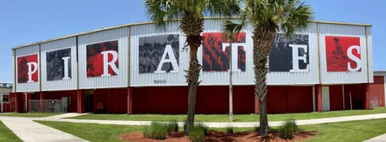 Pirate banner on Auditorium