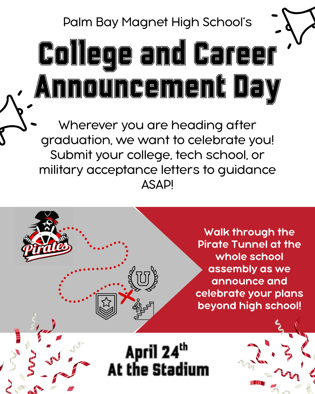 College and Career Announcement Day April 24 in the stadium