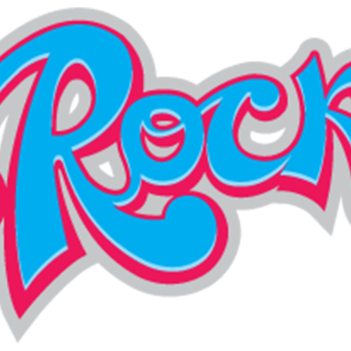 The word ROCK in blue and red colors