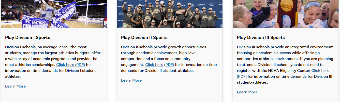 Play Division I - III Sports