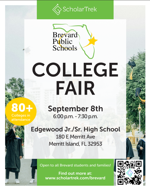 College Fair info with QR code to register for the fair