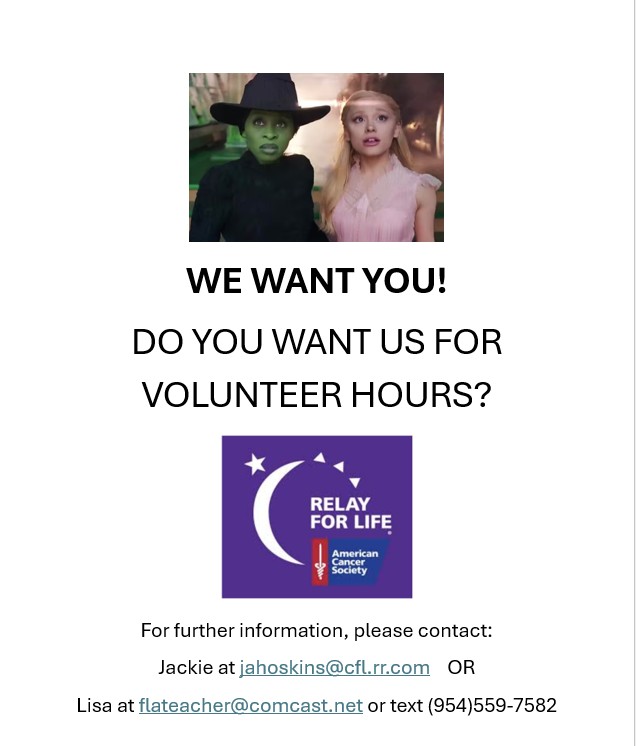 flyer for relay for life community service email and phone number included