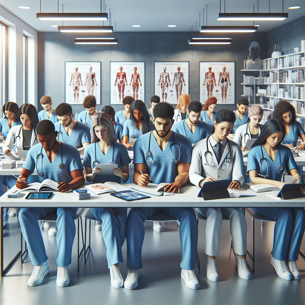 healthcare students studying
