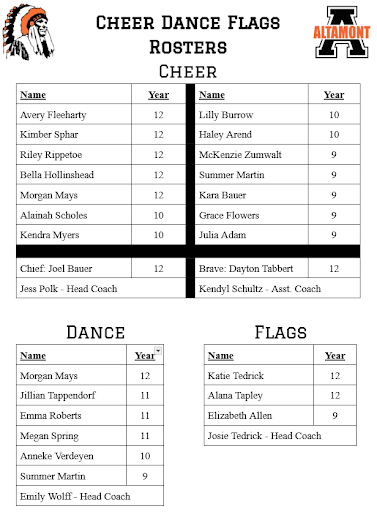 ACHS Cheer/dance/flags roster