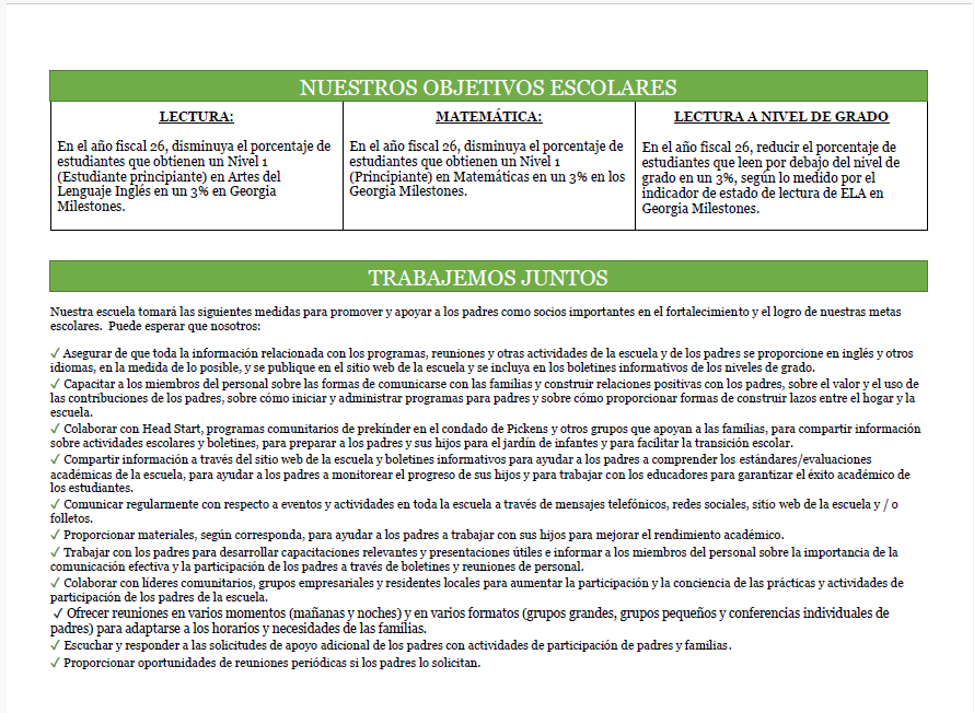 Parent-Student Compact Spanish