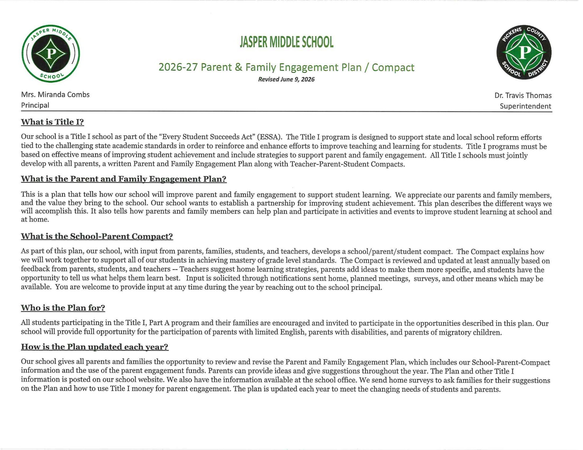 Parent Engagement page 1