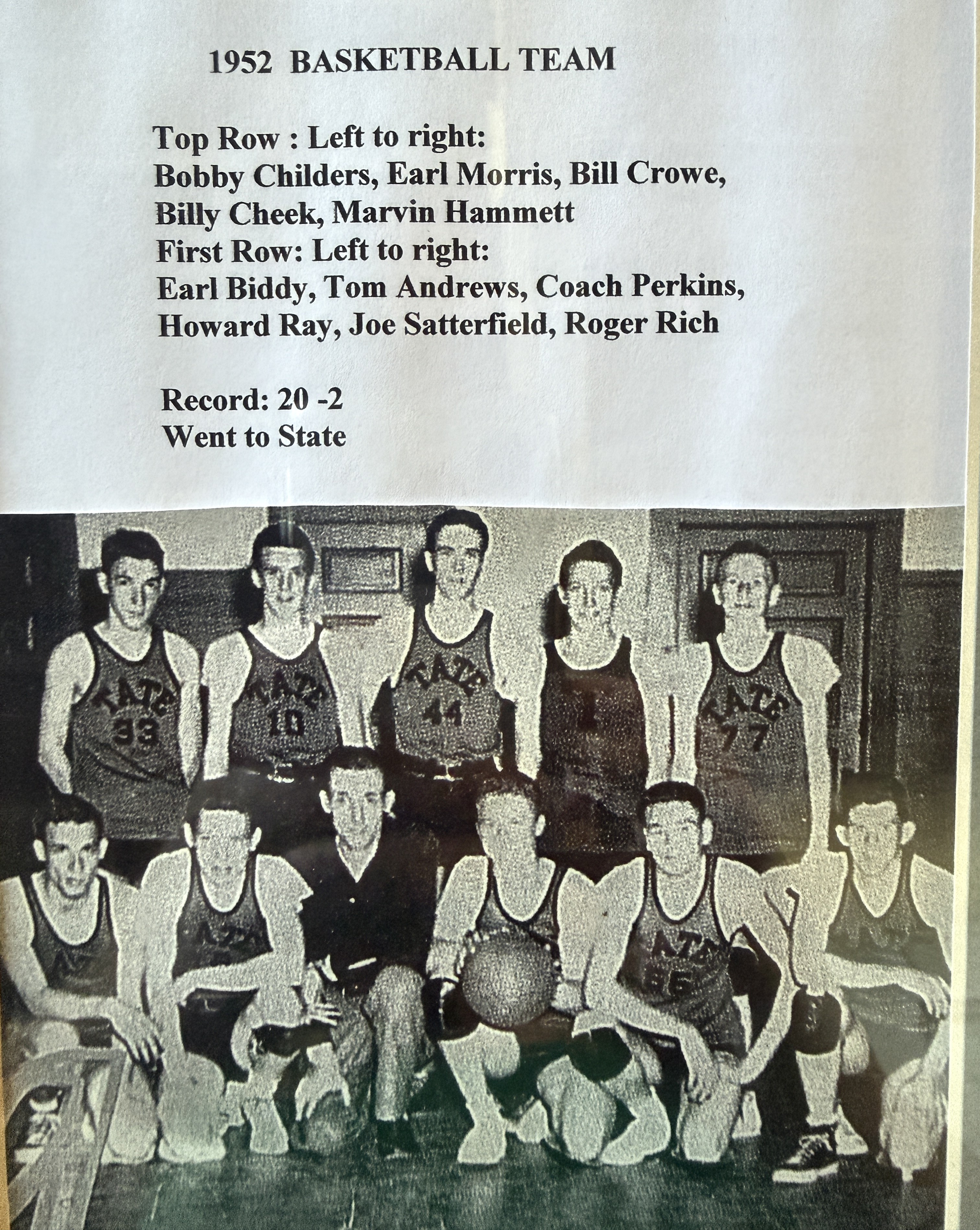 1952 Basketball team