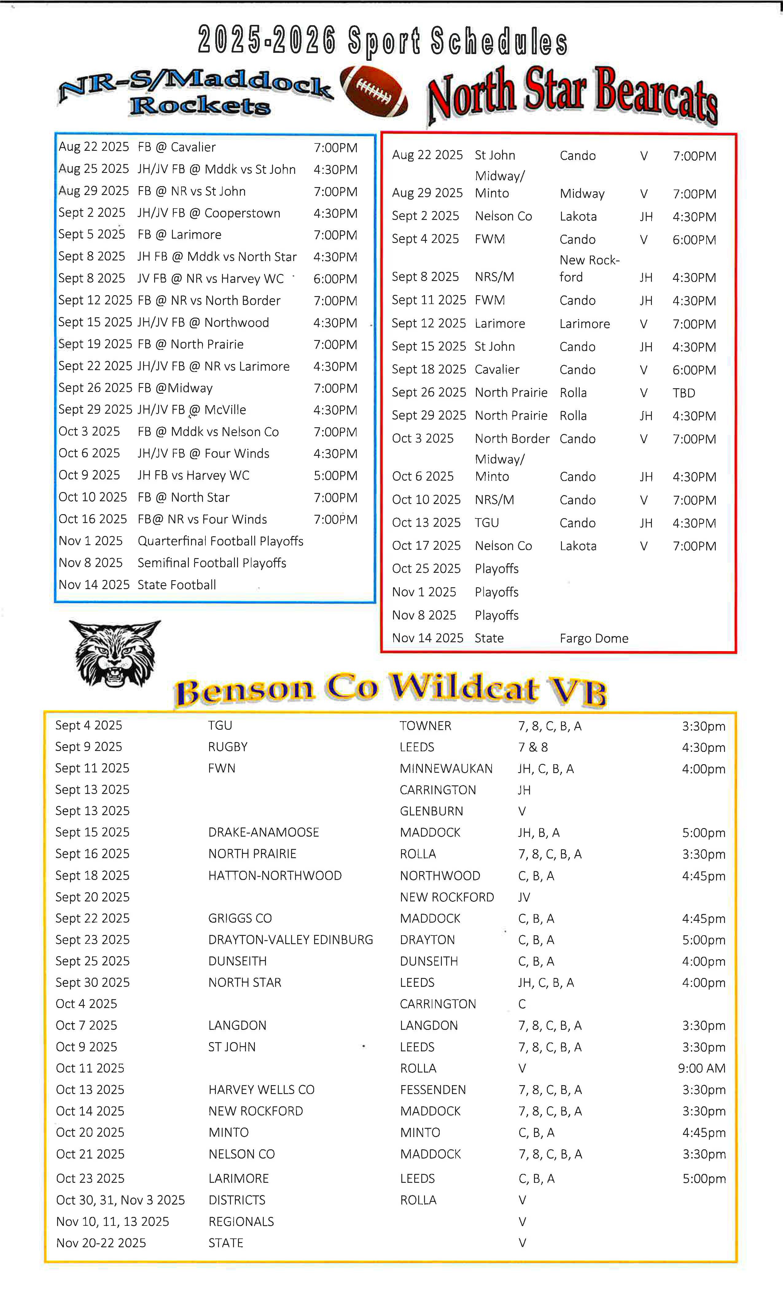 BCW Game Schedule 1