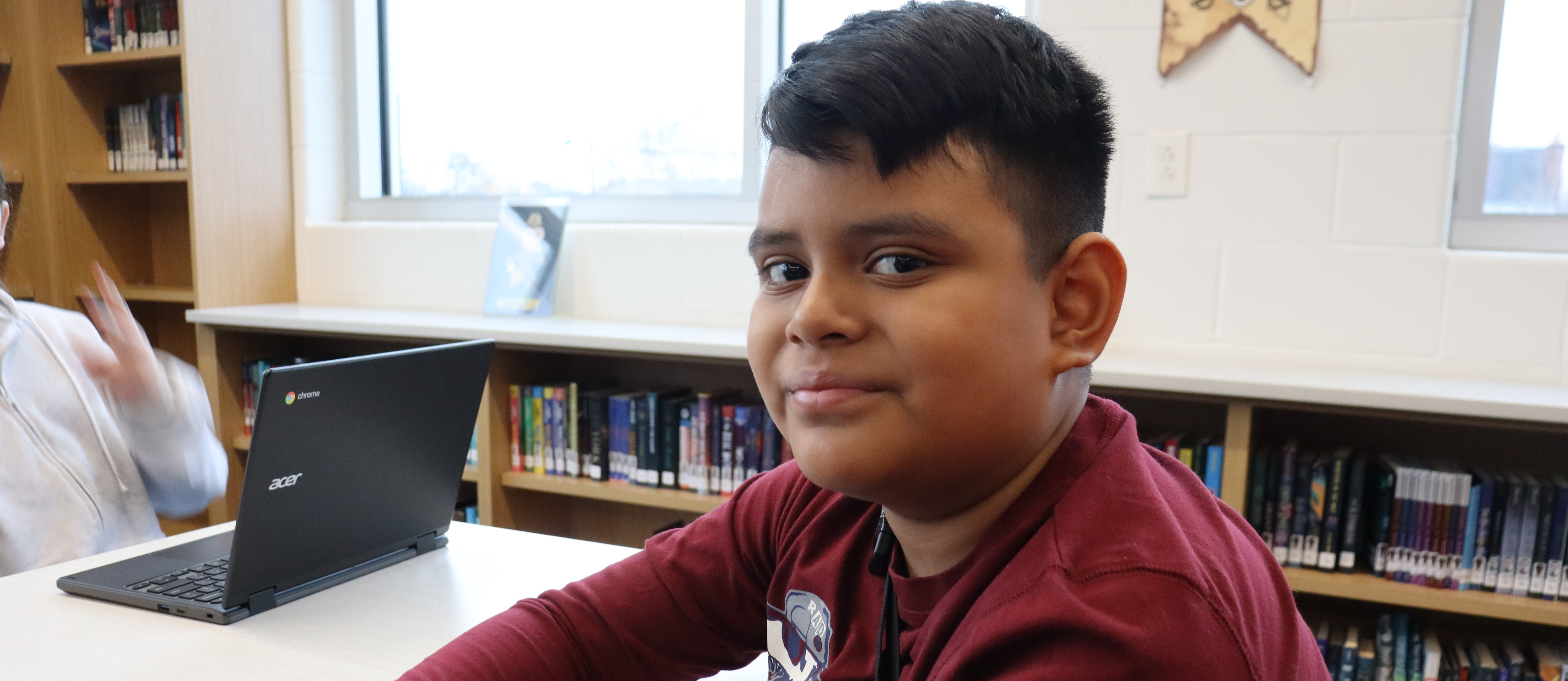 Student in the library