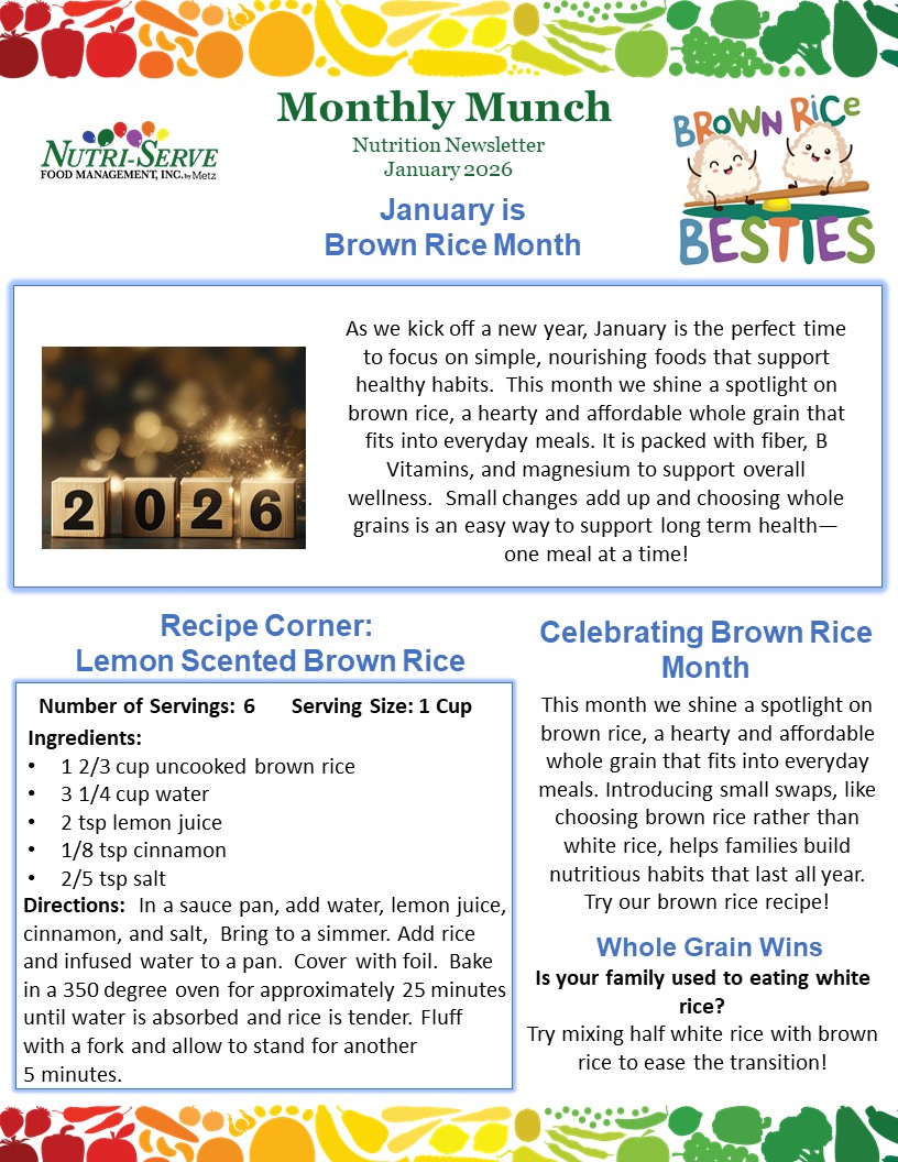 January 2026 Monthly Munch Newsletter - Brown Rice Month