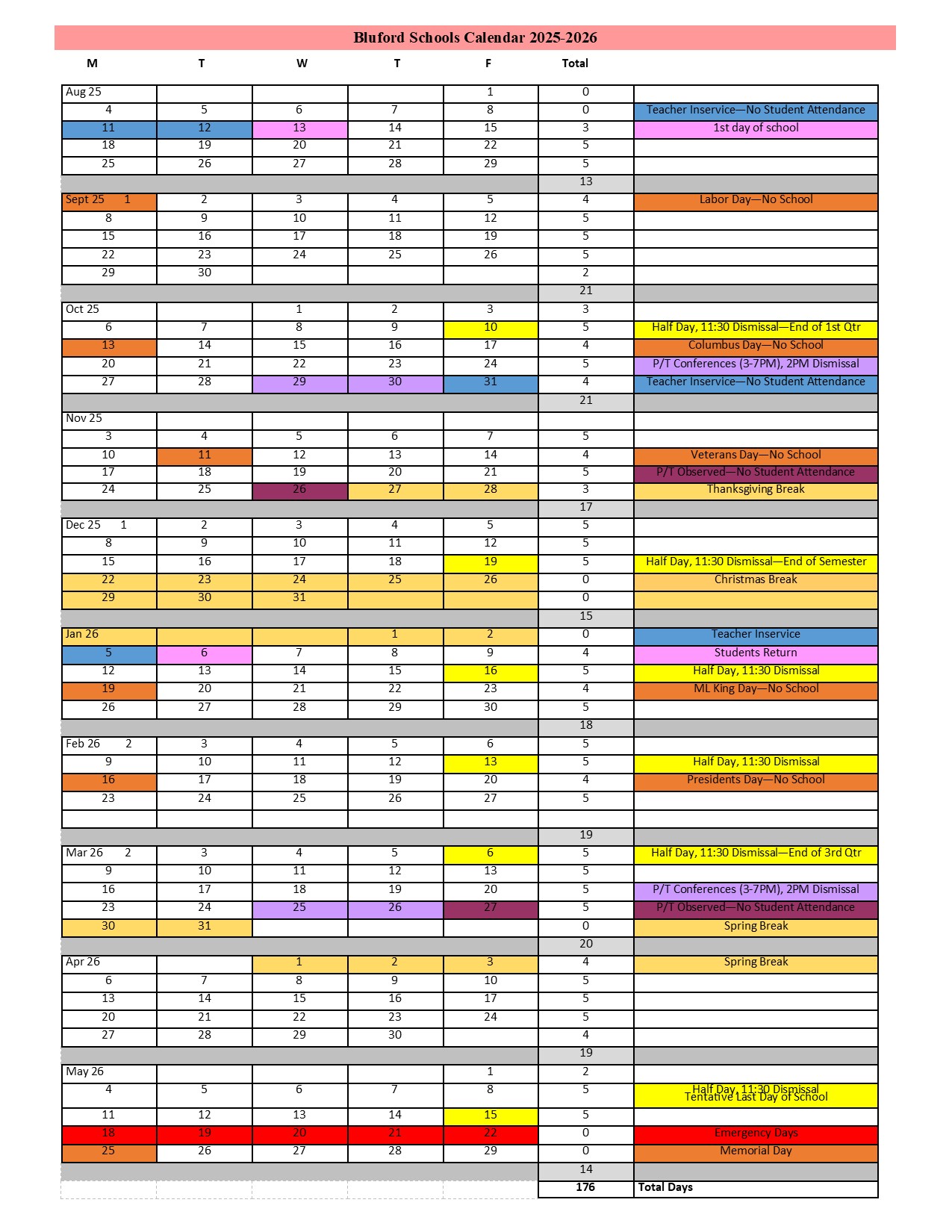 25-26 School Calendar