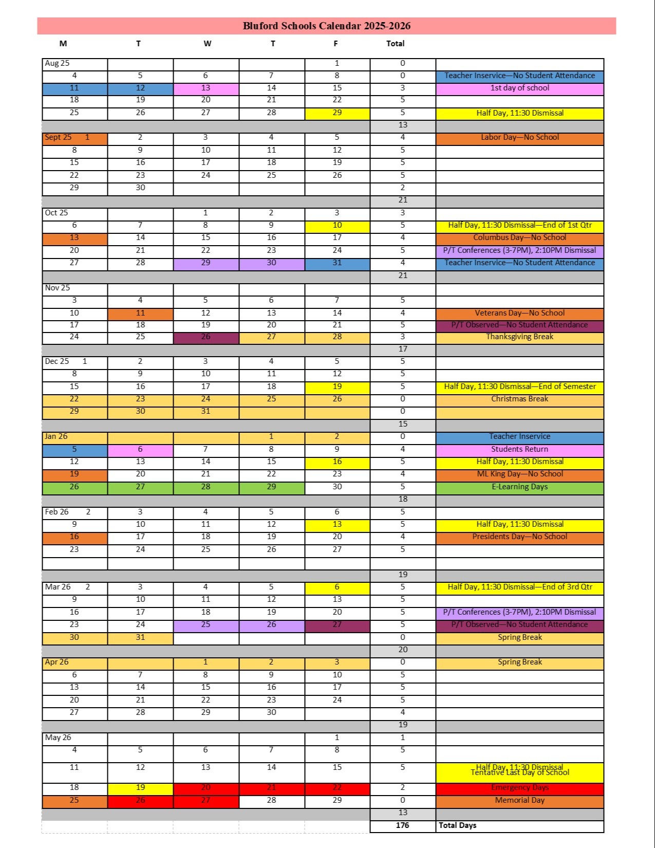25-26 School Calendar