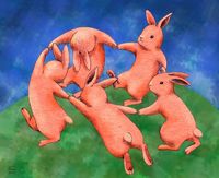 animation of rabbits holding hands 