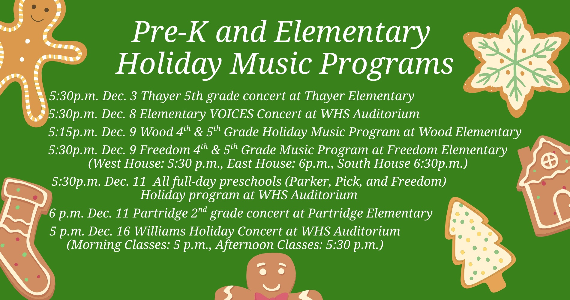 pre k and elementary holiday performance