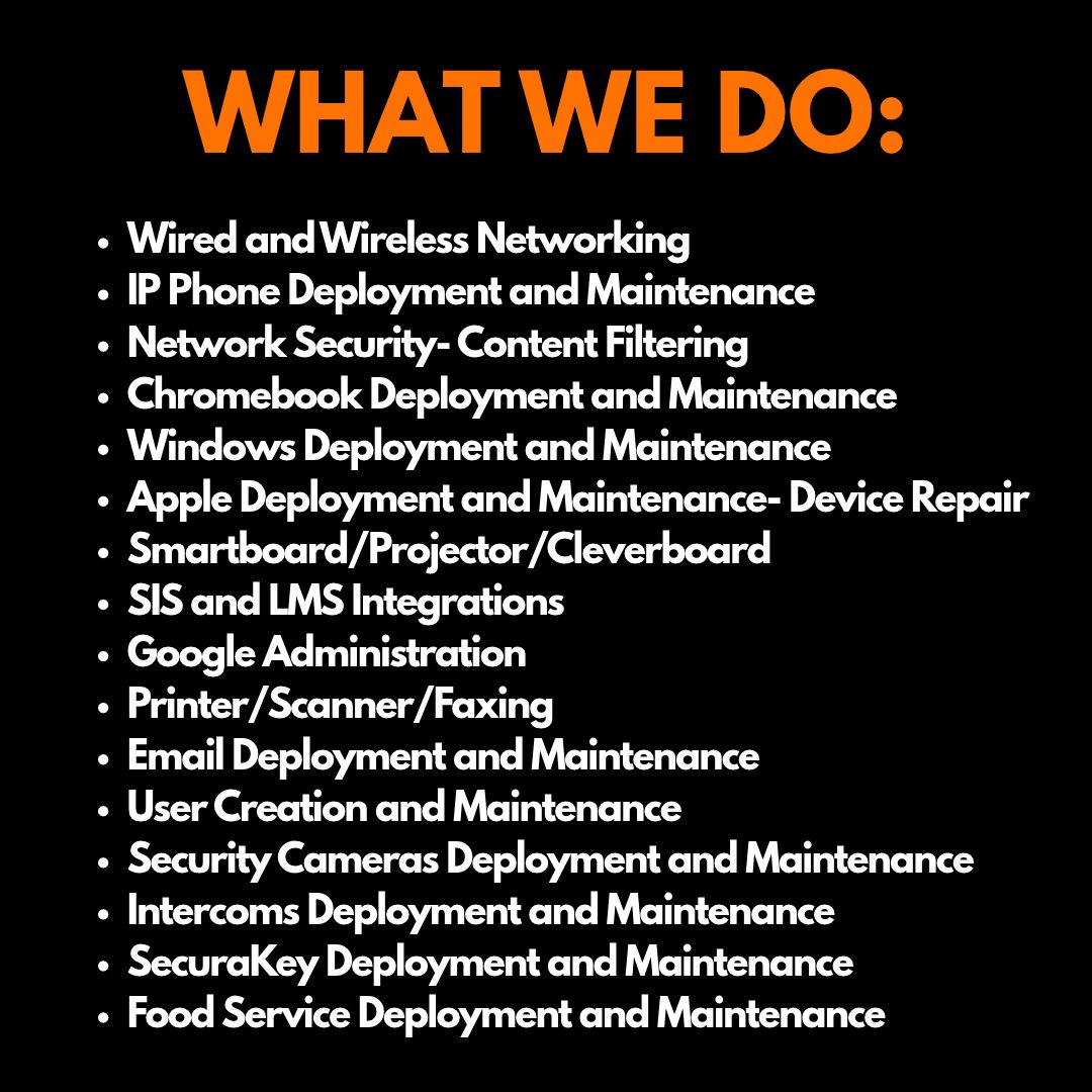 TECHNOLOGY MISSION STATEMENT IN ORANGE AND WHITE