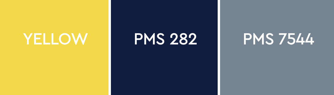 yellow, PMS 282, PMS 7544