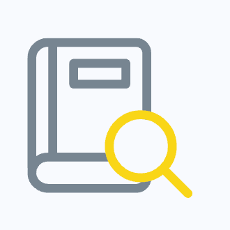 Icon of a book and a magnifying glass