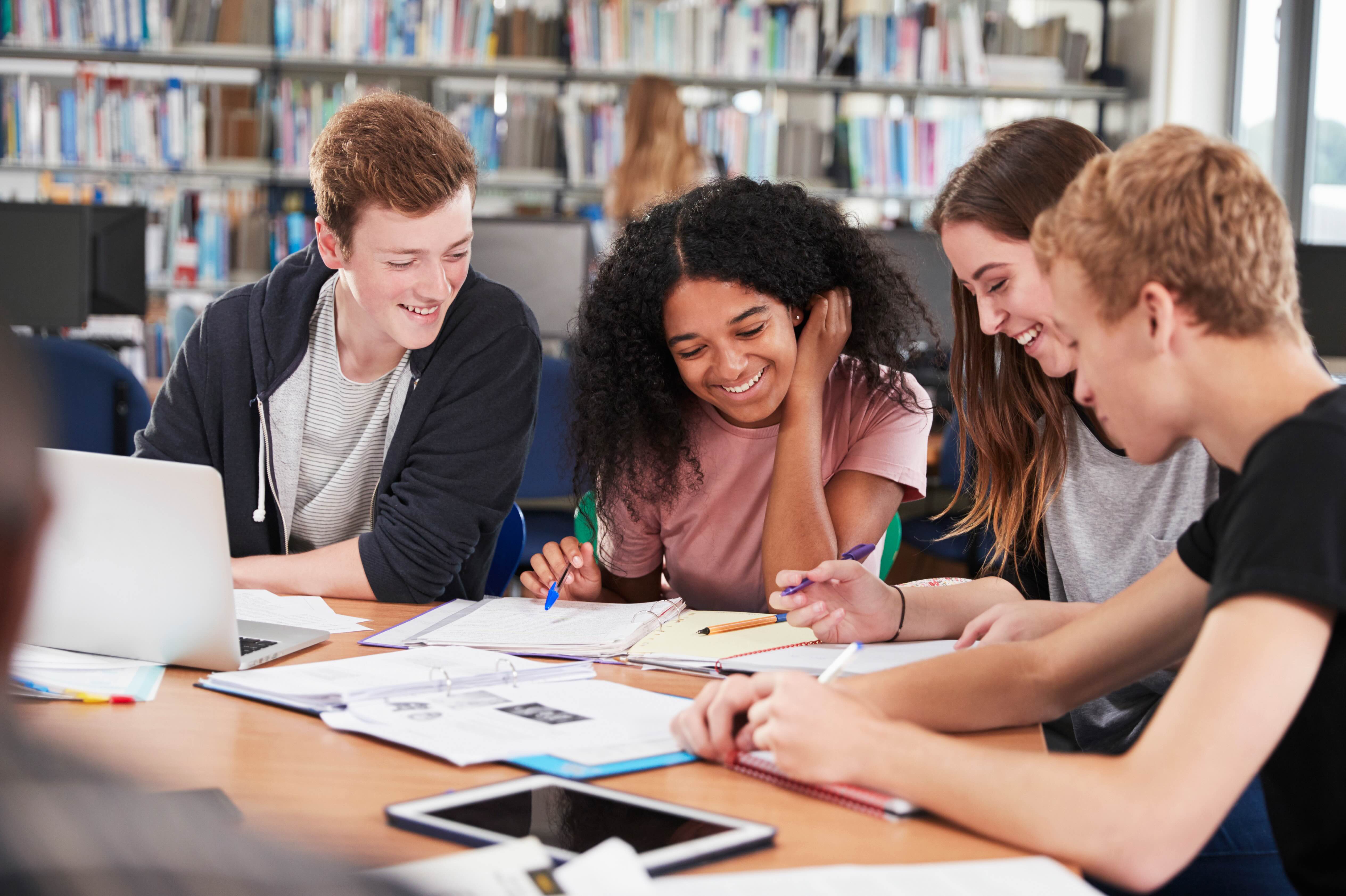 School Library of Group of Students