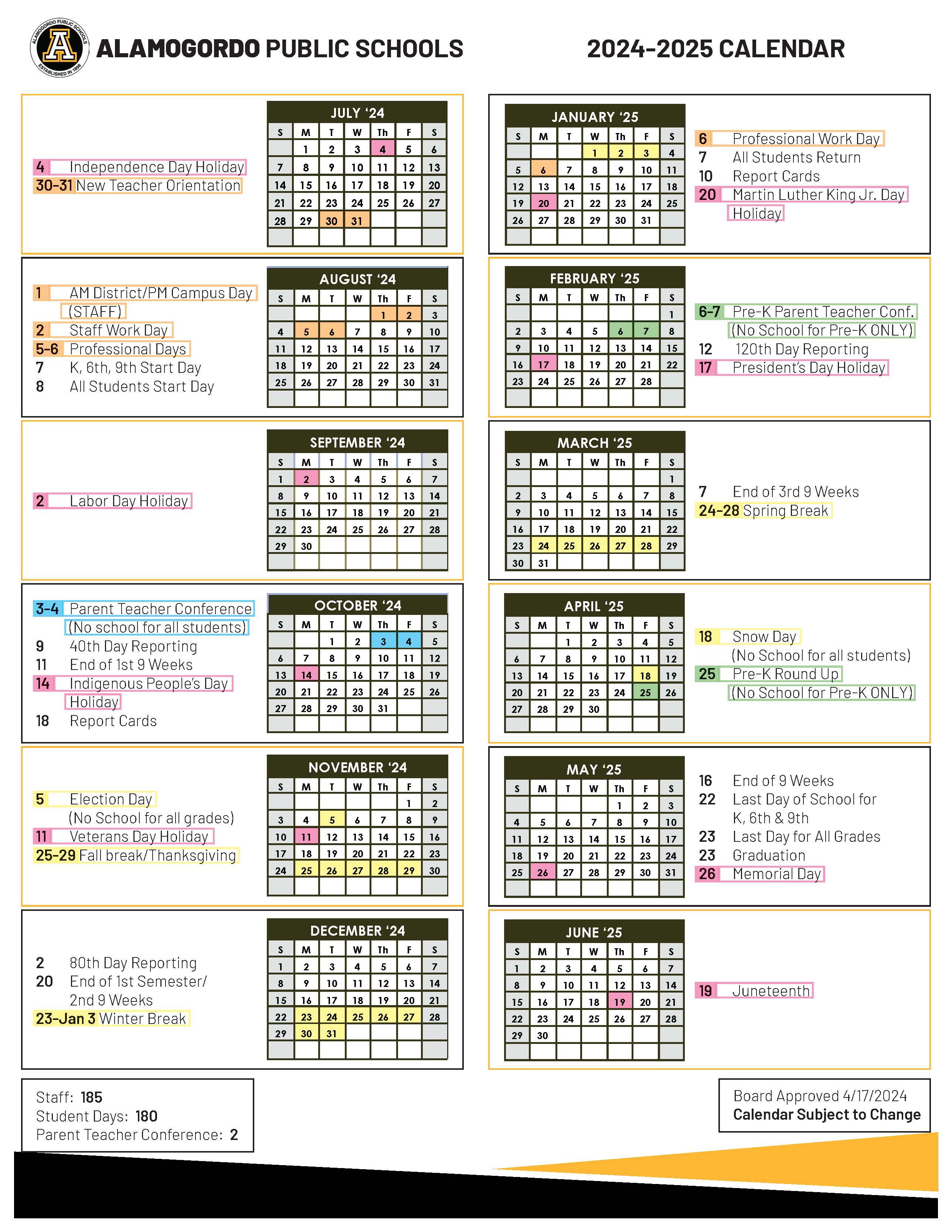 24-25 School Calendar