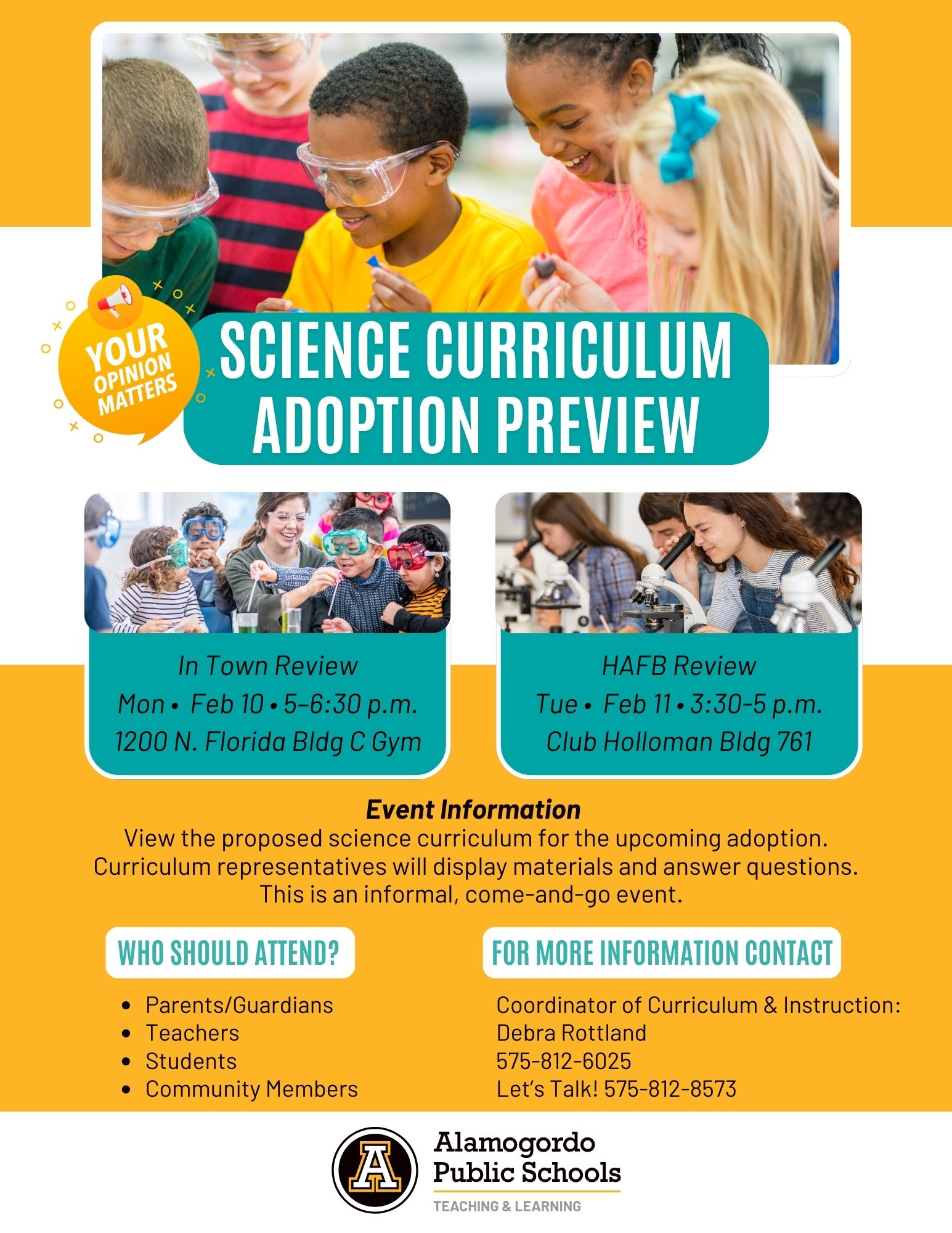 Science Curriculum Adoption Preview Flyer