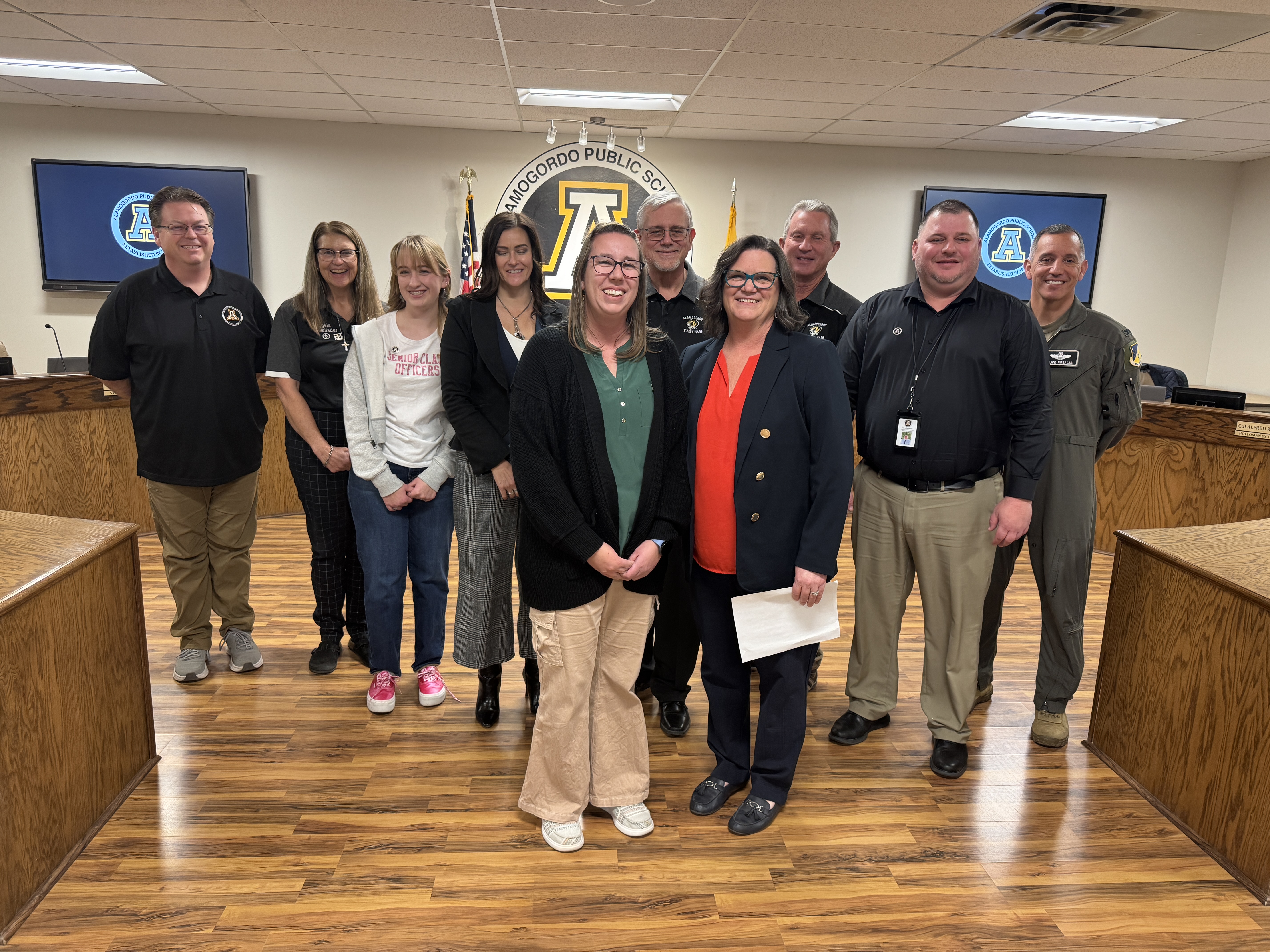 New National Board Certified Teacher with School Board Members