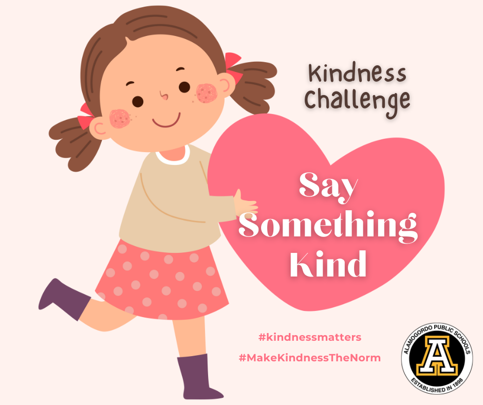 Say something Kind graphic of a little girl with a heart