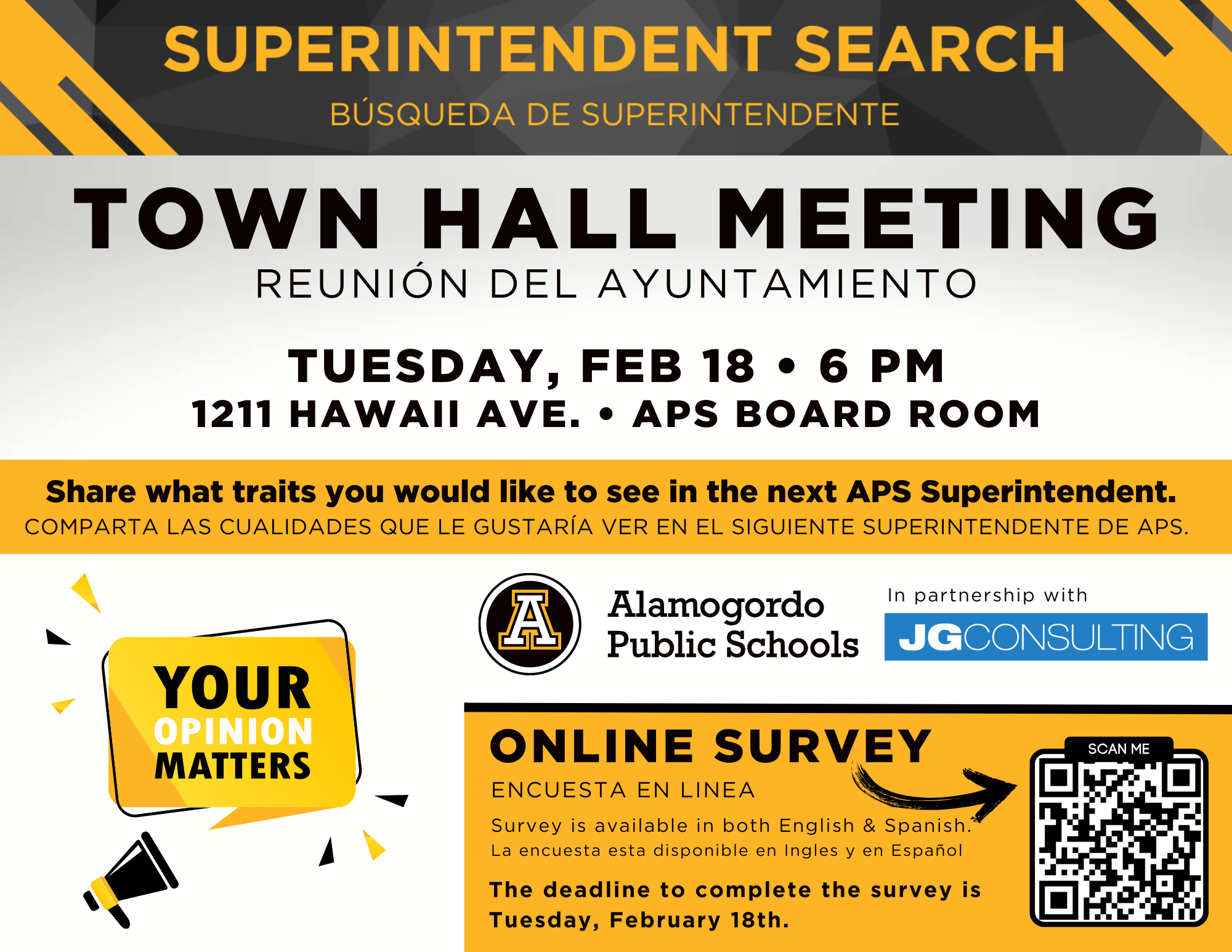 Superintendent Search Flyer - Date for Town Hall meeting and link to survey