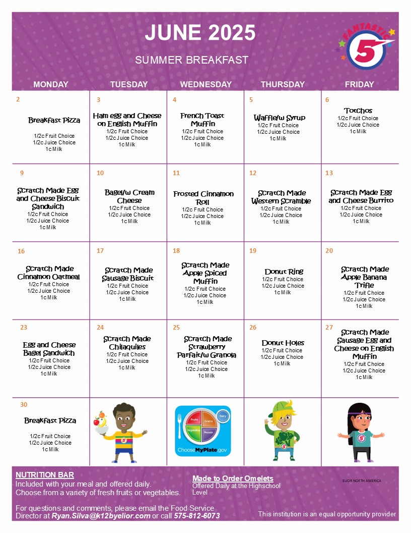 June Breakfast Menu