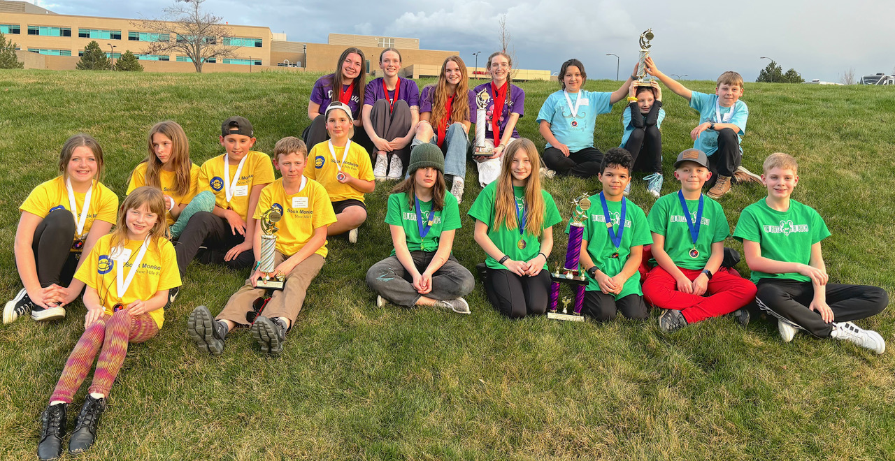 The Destination Imagination Students posing with their awards after the State Competition