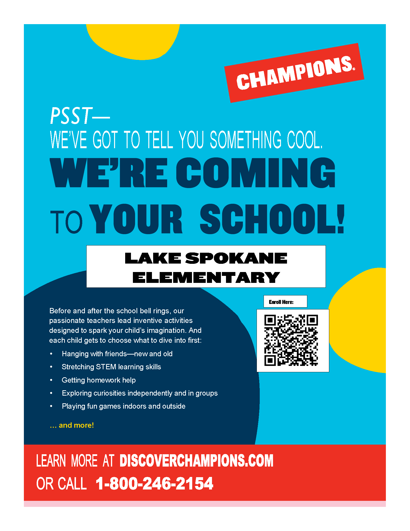 Champions is coming to Lake Spokane Elementary view the PDF below for more information