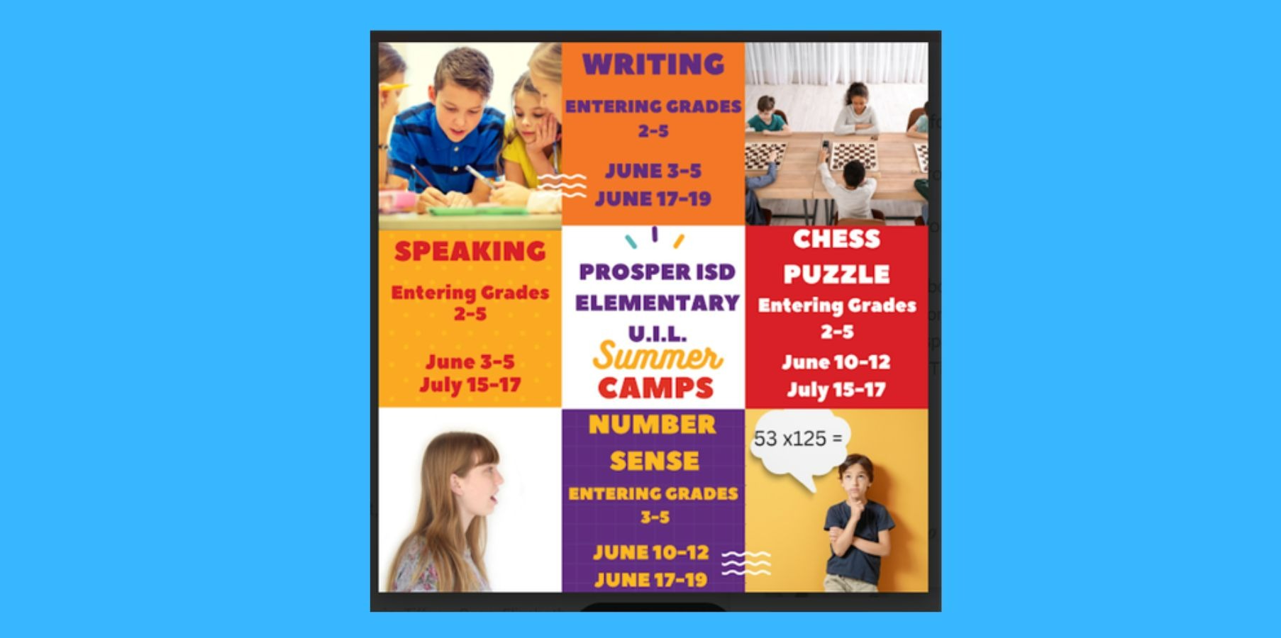 Prosper ISD Elementary UIL Summer Camps