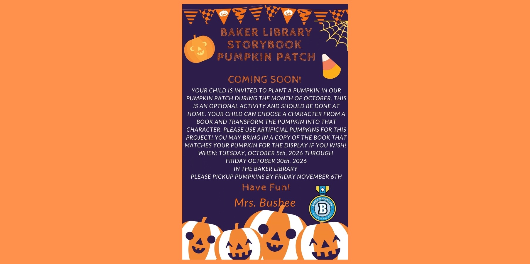 Baker Elementary Pumpkin Patch