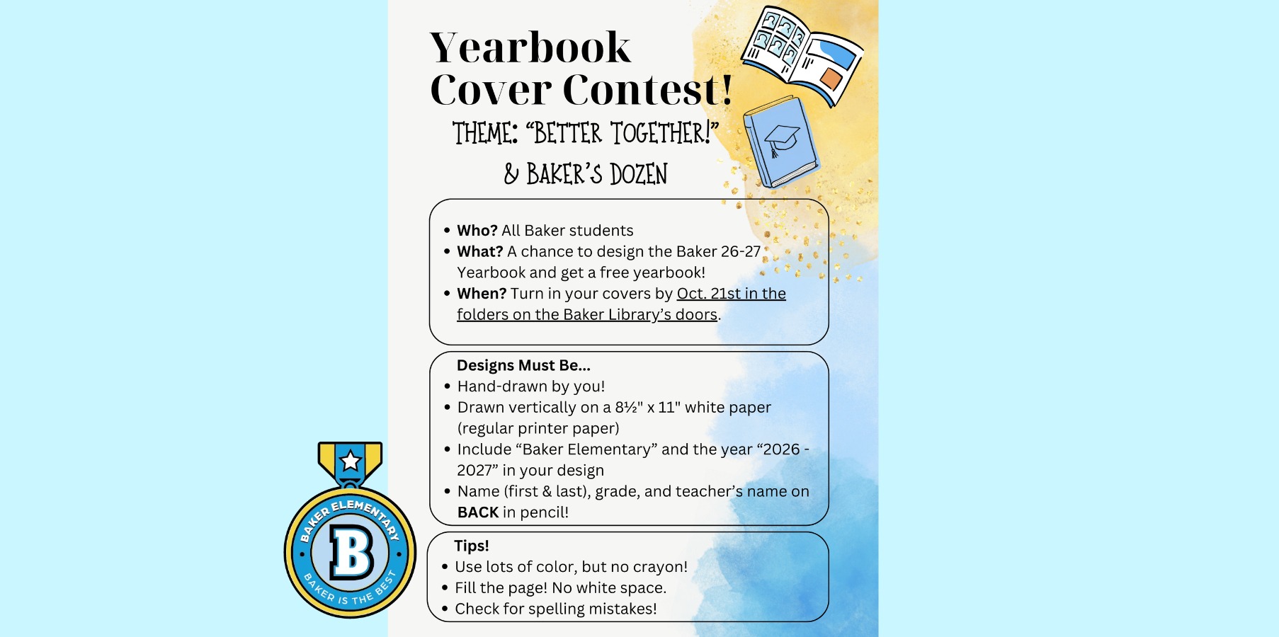 Baker Elementary Yearbook Cover Contest