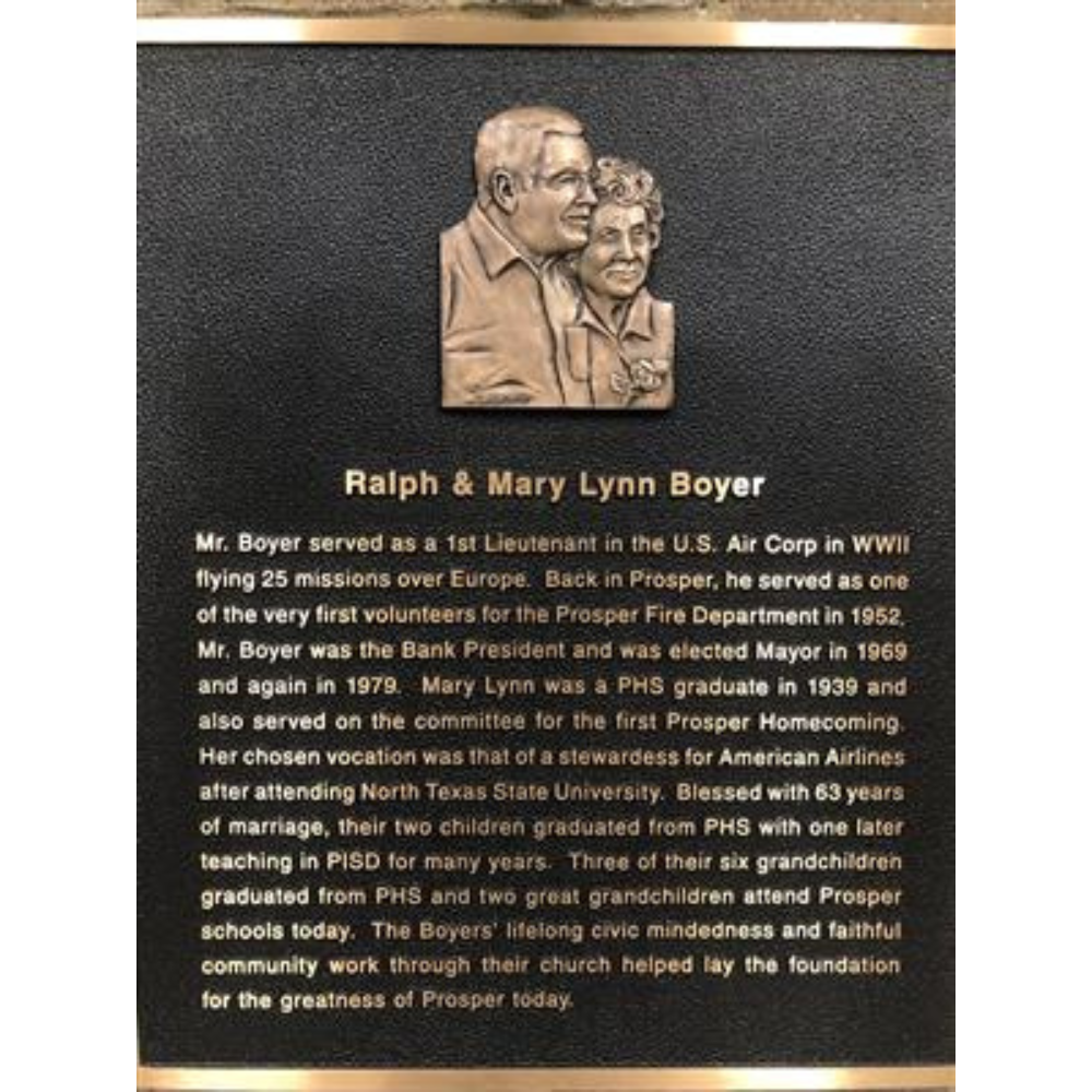 Ralph & Maryn Lynn Boyer plaque