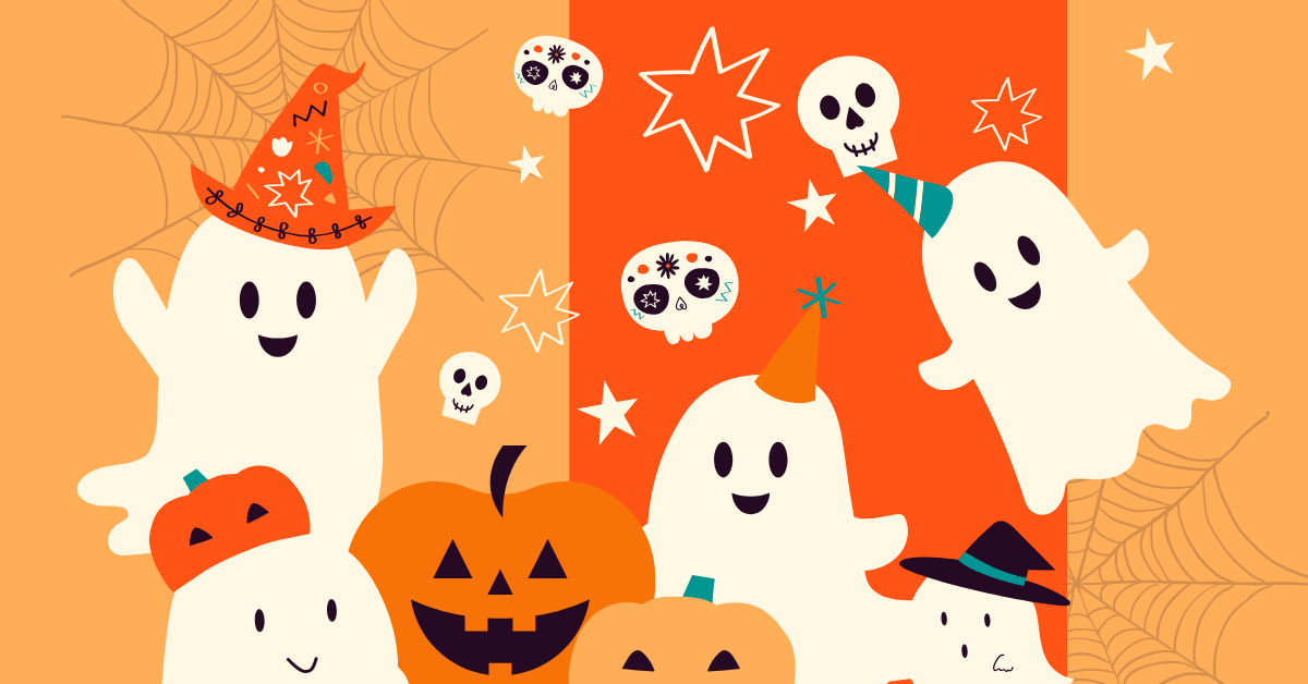 halloween pumpkins and ghosts
