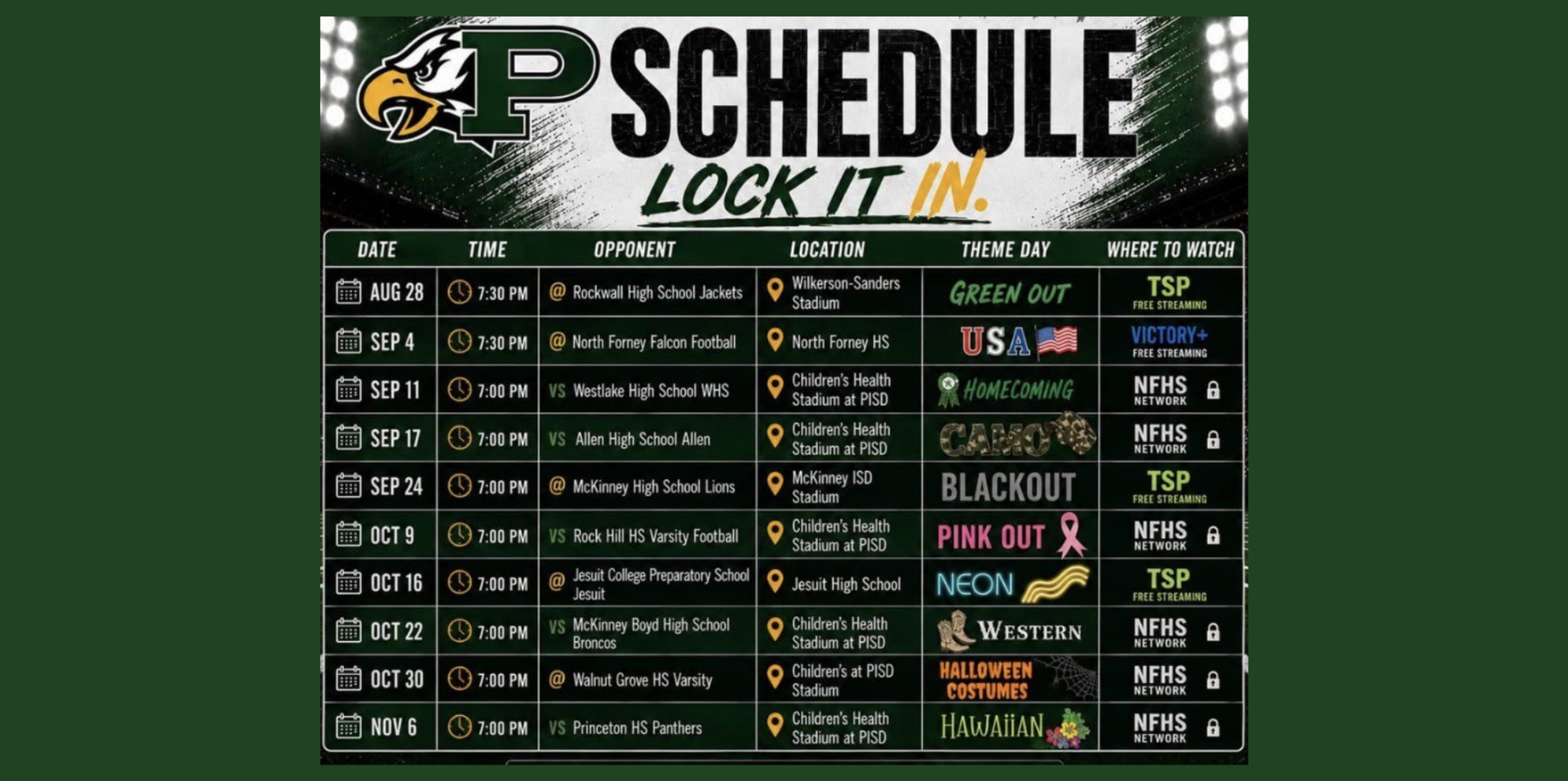 Game Schedule