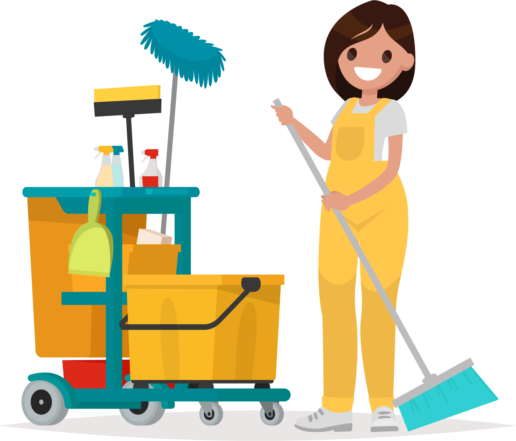 cleaner with equipment cartoon 