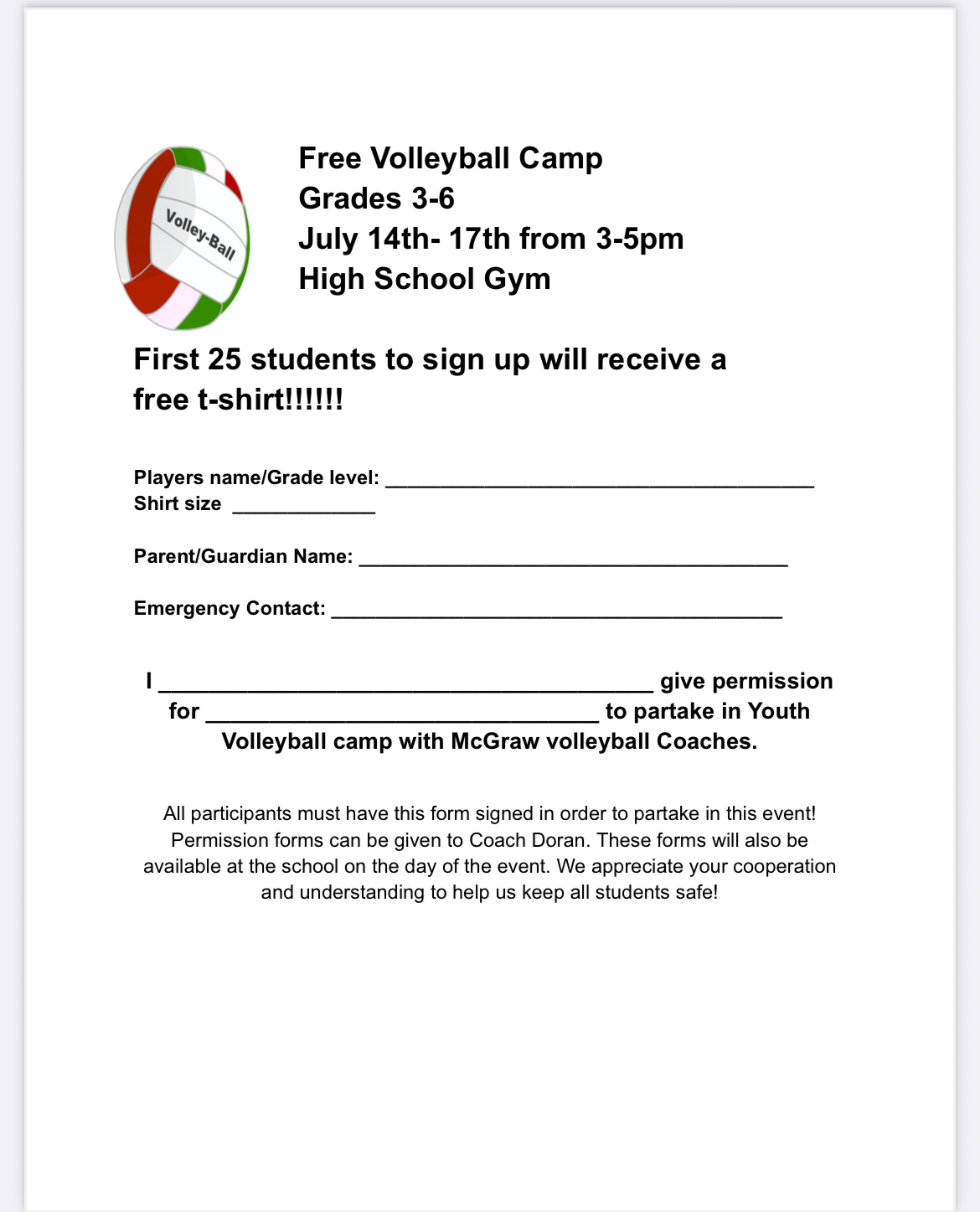 Volleyball camp