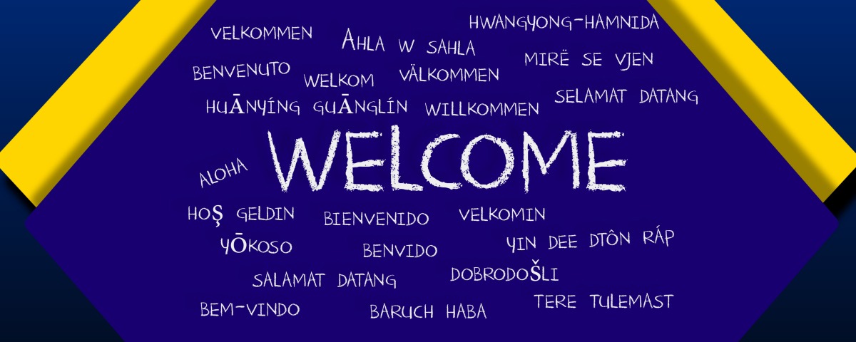 Word chart with "Welcome" spelled in multiple languages