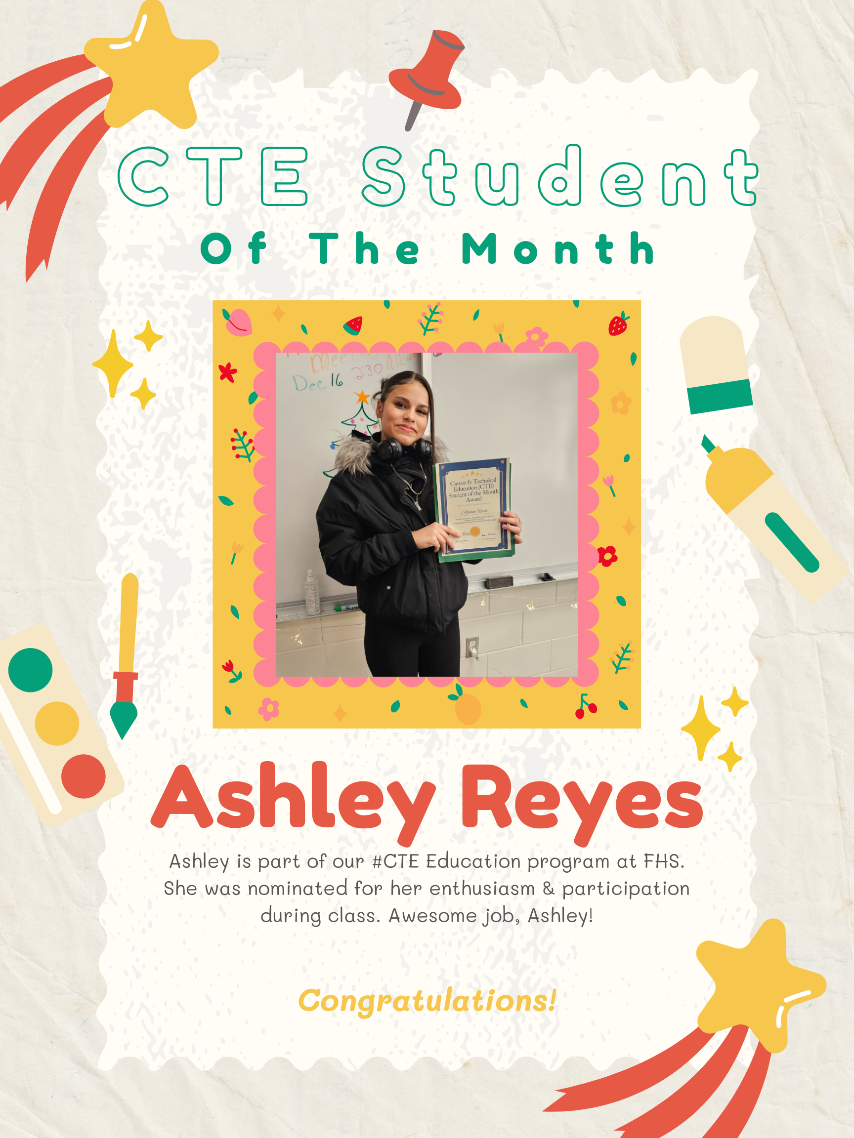 Congratulations to #CTE Student of the Month, Matthew Zheng. Matthew was nominated by  @cbenesz  in her CTE Marketing class for his leadership & drive. Well done!