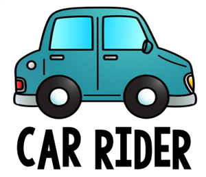 illustration of a blue car, that reads "car rider"