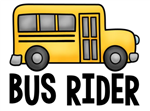 illustration of a yellow school bus that reads "bus ride"