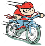 illustration of a kid driving a motorcycle 