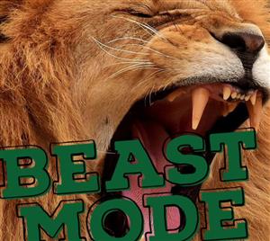 Lion roaring with the words beast mode on it