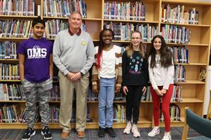   From Left: Viraj Shinde, Mr. Largen, Khloe Jones, Jessica Vance, Ariana Quintana